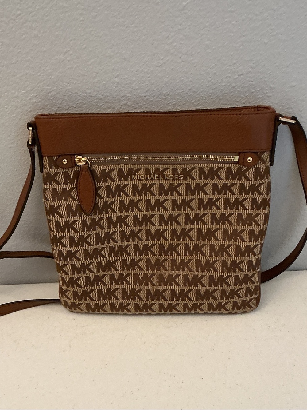Michael Kors Tan/Brown Signature MK Crossbody Bag